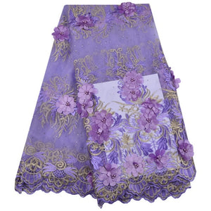 Latest African White 3D Flowers Lace Fabric