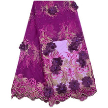 Load image into Gallery viewer, Latest African White 3D Flowers Lace Fabric