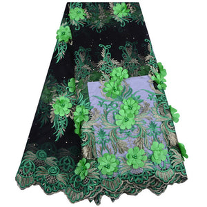 Latest African White 3D Flowers Lace Fabric