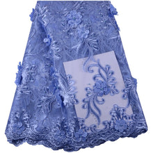 Load image into Gallery viewer, Sky Blue 3D Flowers Beads French Lace Fabric