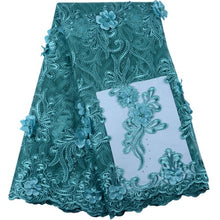 Load image into Gallery viewer, Sky Blue 3D Flowers Beads French Lace Fabric