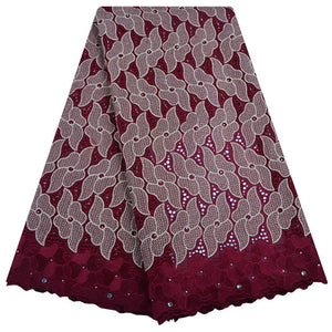 African Dry Lace Fabric Swiss Voile With Stone
