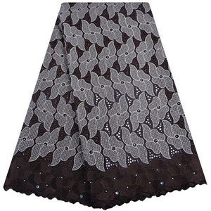 African Dry Lace Fabric Swiss Voile With Stone