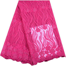 Load image into Gallery viewer, Pink Nigerian Tulle Lace Fabric