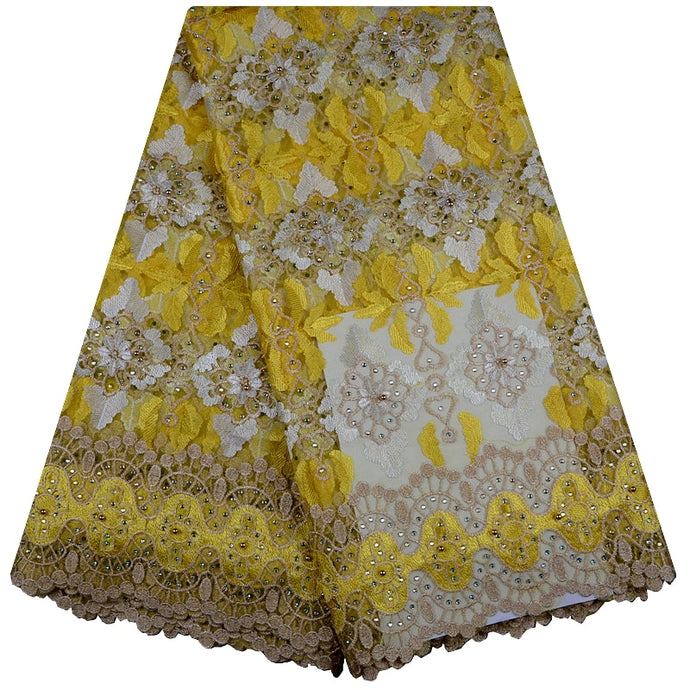Guipure French Lace Fabric With Beads