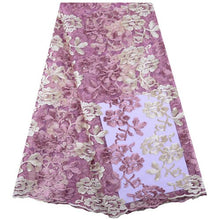 Load image into Gallery viewer, African Embroidered Tulle Lace Fabric