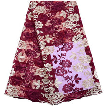 Load image into Gallery viewer, African Embroidered Tulle Lace Fabric
