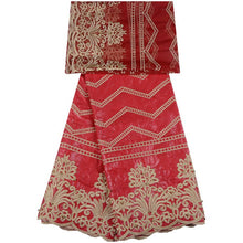 Load image into Gallery viewer, African Embroidered Bazin With Tulle Lace Fabric