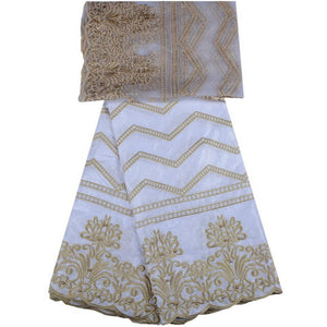 African Embroidered Bazin With Tulle Lace Fabric