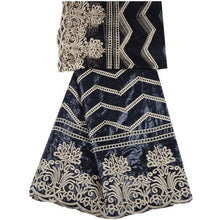 Load image into Gallery viewer, African Embroidered Bazin With Tulle Lace Fabric