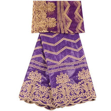 Load image into Gallery viewer, African Embroidered Bazin With Tulle Lace Fabric