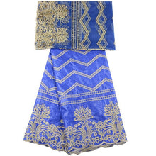 Load image into Gallery viewer, African Embroidered Bazin With Tulle Lace Fabric